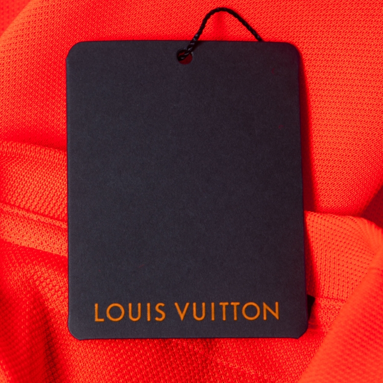 مملوكة مسبقًا Louis Vuitton Neon Orange Vegetal Lace Embroidery T-Shirt XS