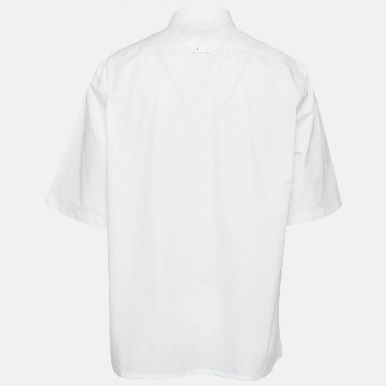 Pre Owned Louis Vuitton White Printed Cotton Short Sleeve Shirt XL