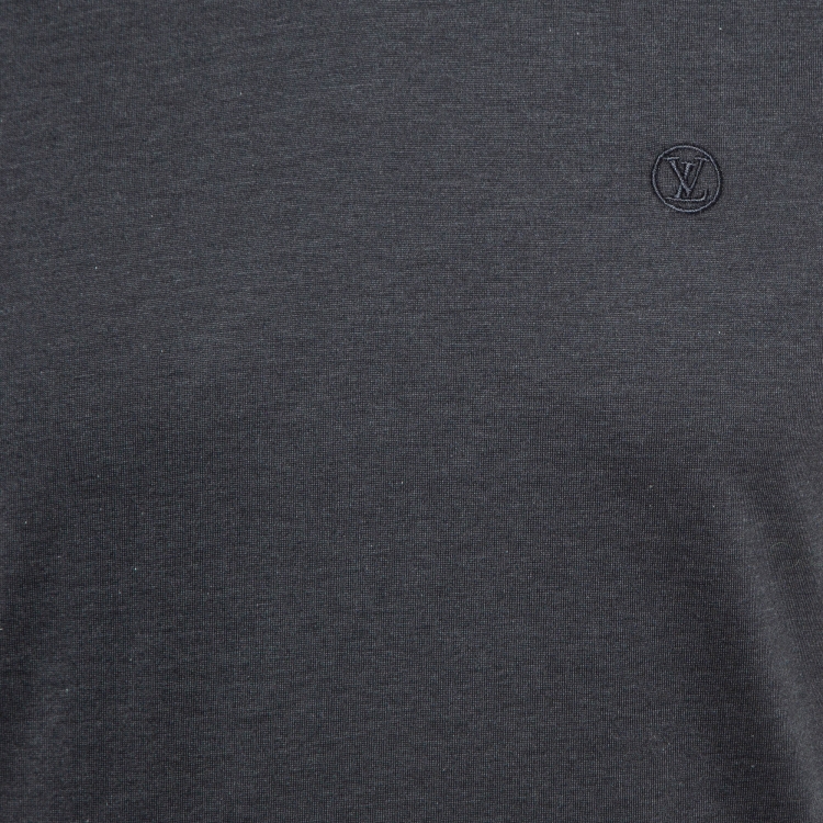Pre Owned Louis Vuitton Grey Cotton V-Neck T-Shirt XS