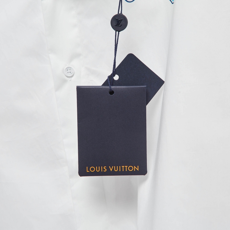 Pre Owned Louis Vuitton White Printed Cotton Shirt XL