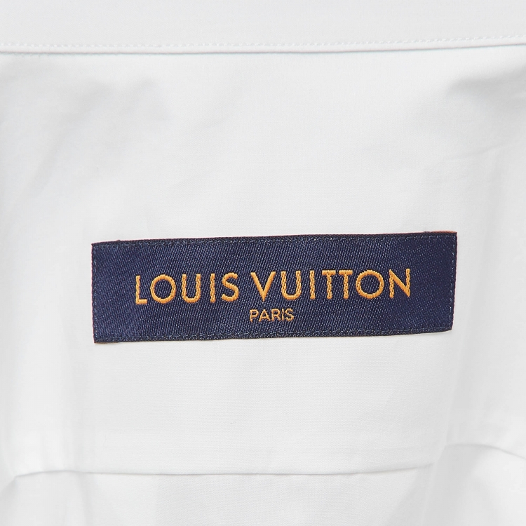 Pre Owned Louis Vuitton White Printed Cotton Shirt XL