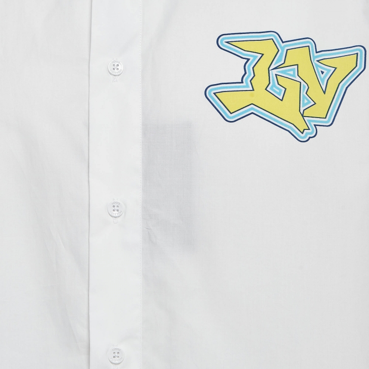 Pre Owned Louis Vuitton White Printed Cotton Shirt XL