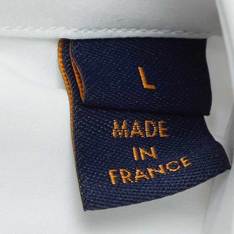 Pre Owned Louis Vuitton White Printed Cotton Shirt L