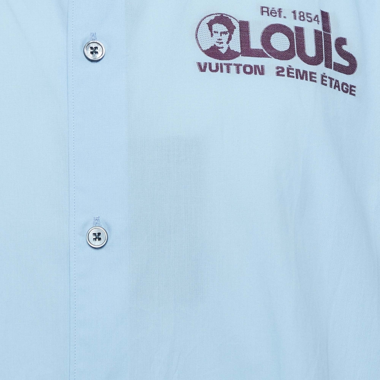 مملوكة مسبقًا Louis Vuitton Blue Logo Embroidered Cotton Shirt XL