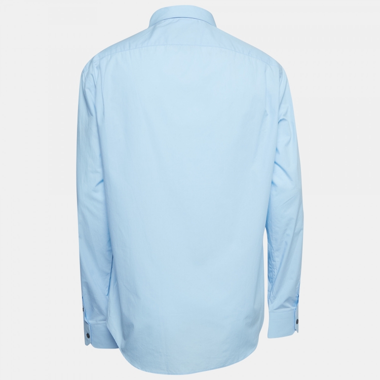 مملوكة مسبقًا Louis Vuitton Blue Logo Embroidered Cotton Shirt XL