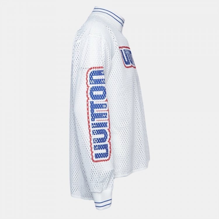 مملوكة مسبقًا Louis Vuitton White LV Graphic Mesh Long Sleeve T-Shirt L