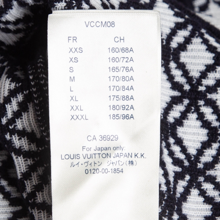 Pre Owned Louis Vuitton Navy Blue Monogram Patterned Knit Hoodie XXL