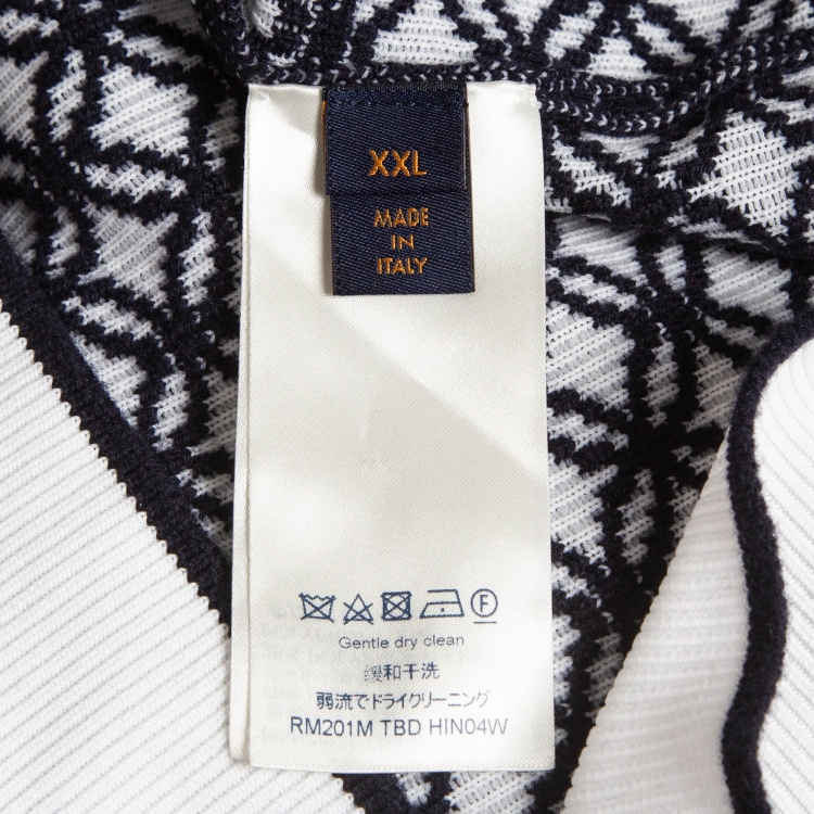 Pre Owned Louis Vuitton Navy Blue Monogram Patterned Knit Hoodie XXL