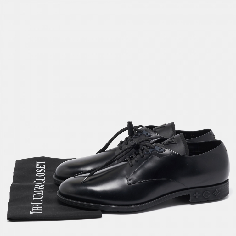 Pre Owned Louis Vuitton Black Leather Lace Up Oxford Size 43.5