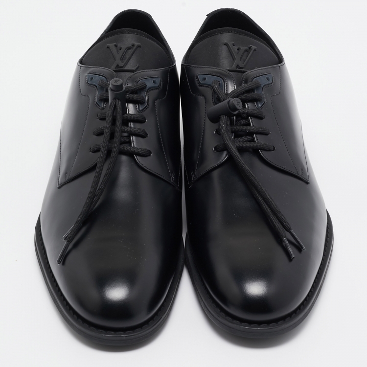 Pre Owned Louis Vuitton Black Leather Lace Up Oxford Size 43.5
