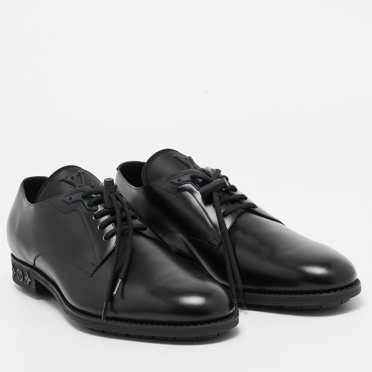 Pre Owned Louis Vuitton Black Leather Lace Up Oxford Size 43.5