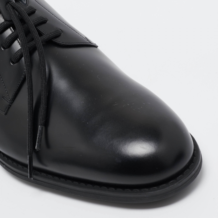 Pre Owned Louis Vuitton Black Leather Lace Up Oxford Size 43.5