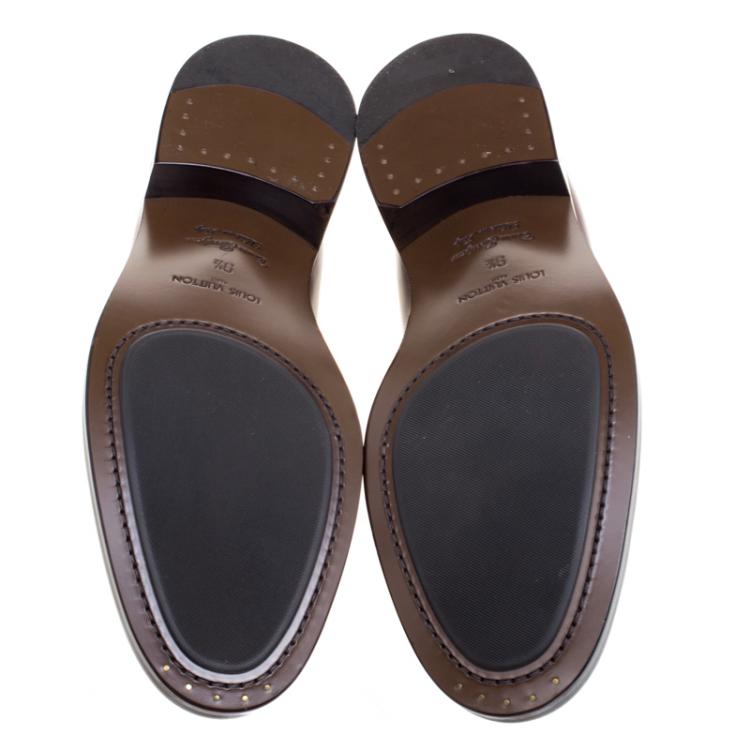 Pre Owned  Louis Vuitton Brown Brogue Leather Lace Up Derby Size 43.5