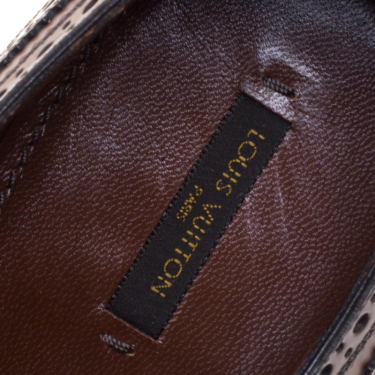 Pre Owned  Louis Vuitton Brown Brogue Leather Lace Up Derby Size 43.5