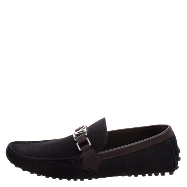 Pre Owned Louis Vuitton Black Suede Hockenheim Loafers Size 41