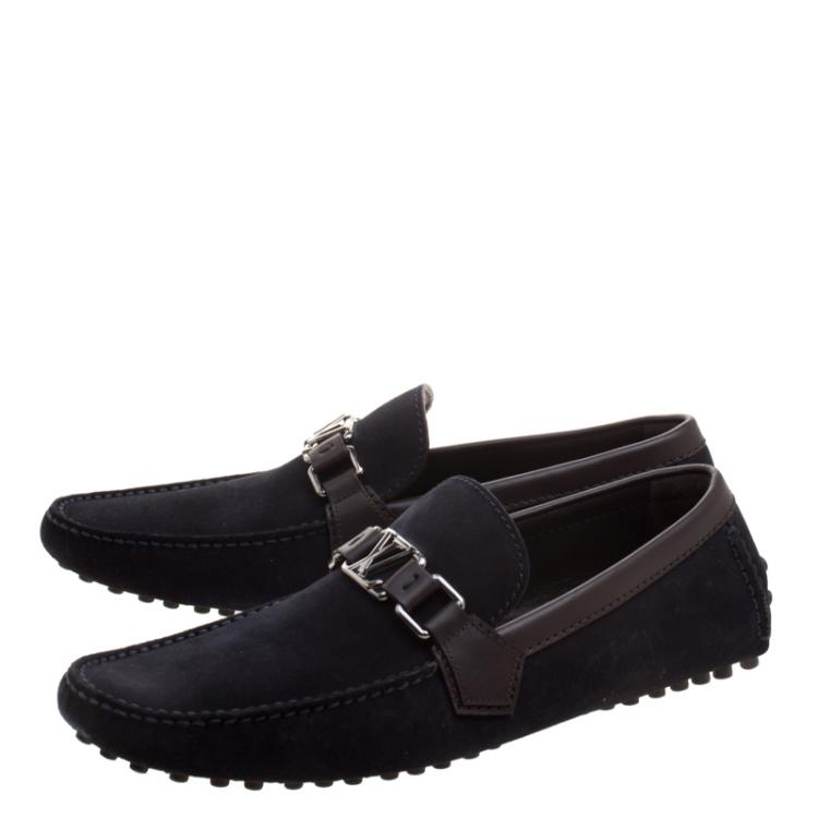 Pre Owned Louis Vuitton Black Suede Hockenheim Loafers Size 41