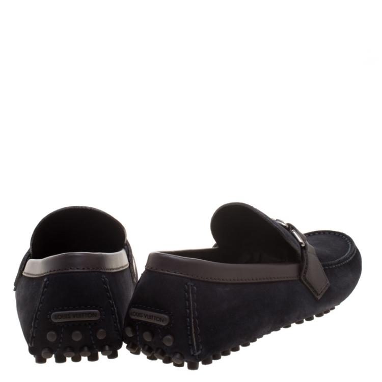 Pre Owned Louis Vuitton Black Suede Hockenheim Loafers Size 41