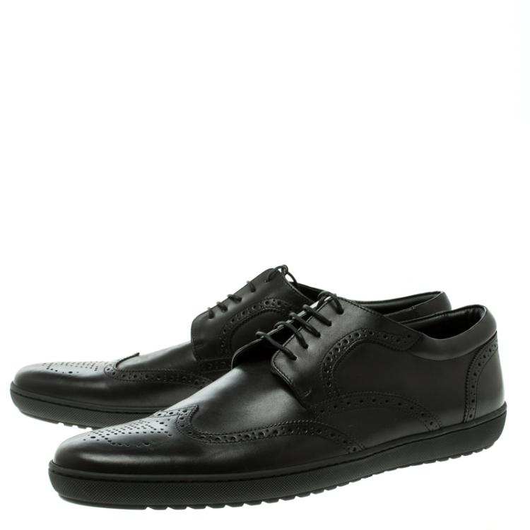 Pre Owned Louis Vuitton Black Brogue Leather Wingtip Lace Up Derby Size 43.5