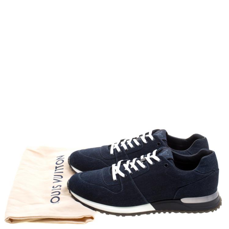 Pre Owned Louis Vuitton Blue Denim Fabric Run Away Lace Up Sneakers Size 43.5