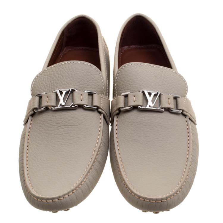 Pre Owned Louis Vuitton Beige Leather Hockenheim Moccasins Size 44.5