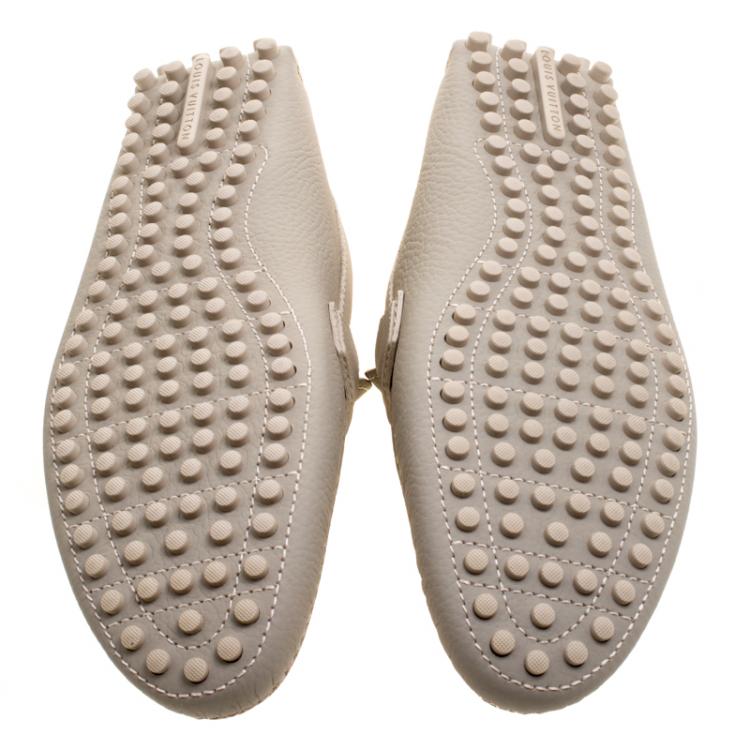 Pre Owned Louis Vuitton Beige Leather Hockenheim Moccasins Size 44.5
