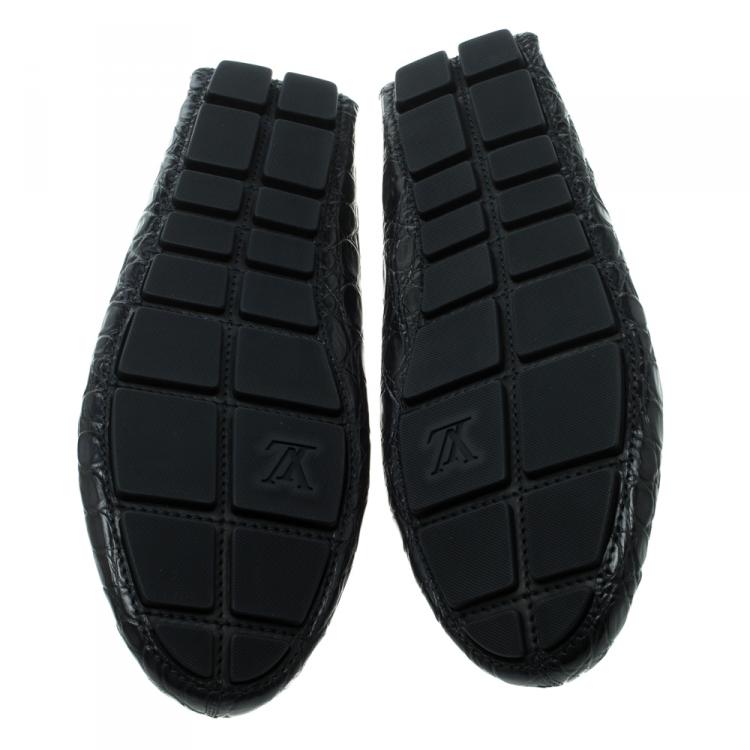 Pre Owned Louis Vuitton Marine Alligator Leather Penny Loafers Size 44