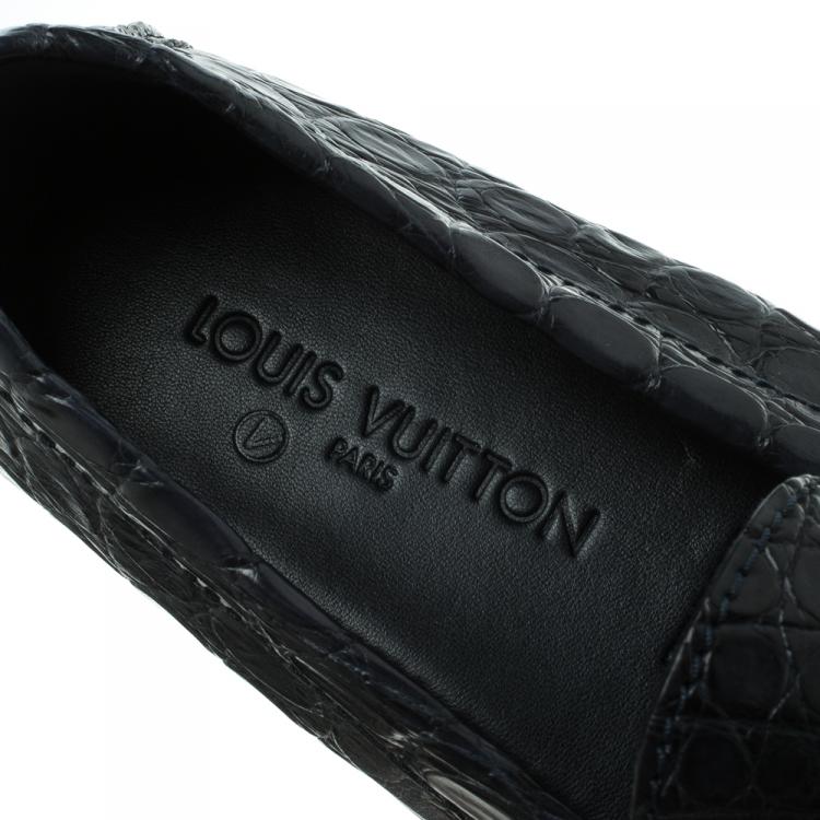Pre Owned Louis Vuitton Marine Alligator Leather Penny Loafers Size 44