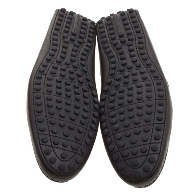 Pre Owned Louis Vuitton Black Leather and Suede Hockenheim Loafers Size 43.5