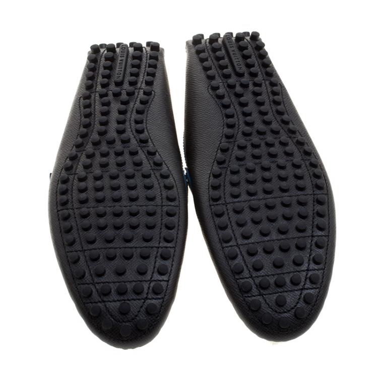 Pre Owned Louis Vuitton Graphite Leather Hockenheim Loafers Size 44