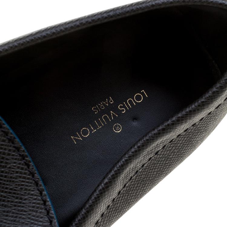 Pre Owned Louis Vuitton Graphite Leather Hockenheim Loafers Size 44