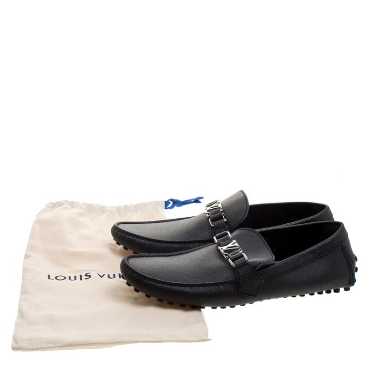Pre Owned Louis Vuitton Graphite Leather Hockenheim Loafers Size 44