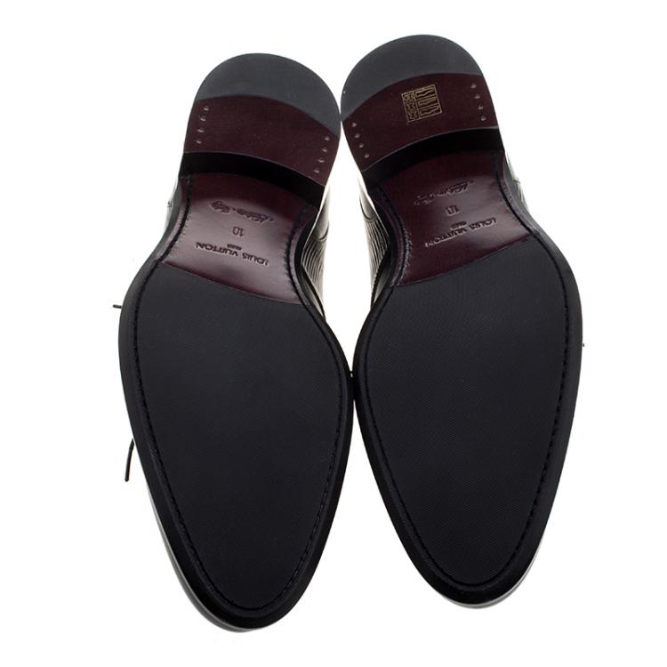 Pre Owned Louis Vuitton Black Leather Greenwich Derby Size 44