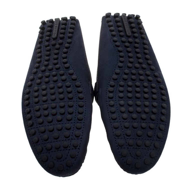 مملوكة مسبقًا Louis Vuitton Oxford Blue Leather Hockenheim Moccasins Size 43