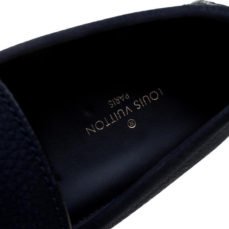 مملوكة مسبقًا Louis Vuitton Oxford Blue Leather Hockenheim Moccasins Size 43