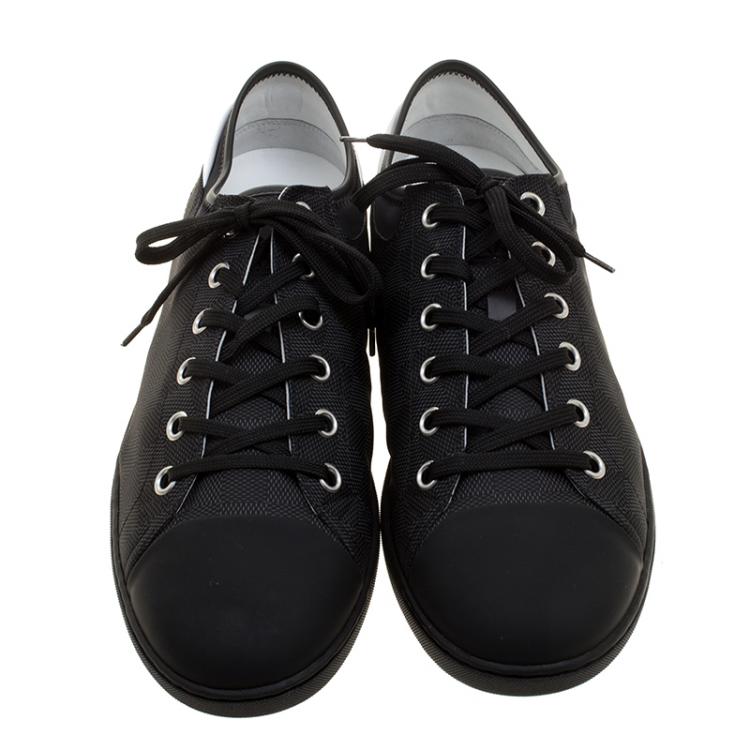 Pre Owned Louis Vuitton Damier Graphite Nylon and Leather Baseball Low Top Sneakers Size 43.5