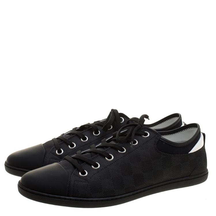 Pre Owned Louis Vuitton Damier Graphite Nylon and Leather Baseball Low Top Sneakers Size 43.5