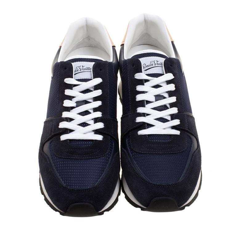 Pre Owned Louis Vuitton Blue Mesh and Suede Abbesses Sneakers Size 42.5
