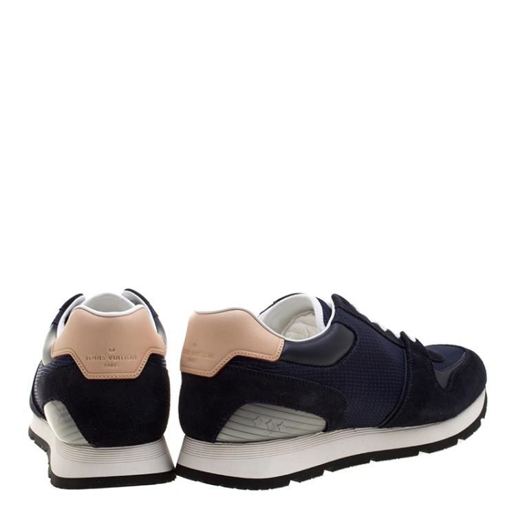 Pre Owned Louis Vuitton Blue Mesh and Suede Abbesses Sneakers Size 42.5