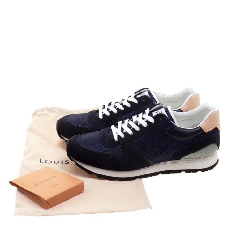 Pre Owned Louis Vuitton Blue Mesh and Suede Abbesses Sneakers Size 42.5