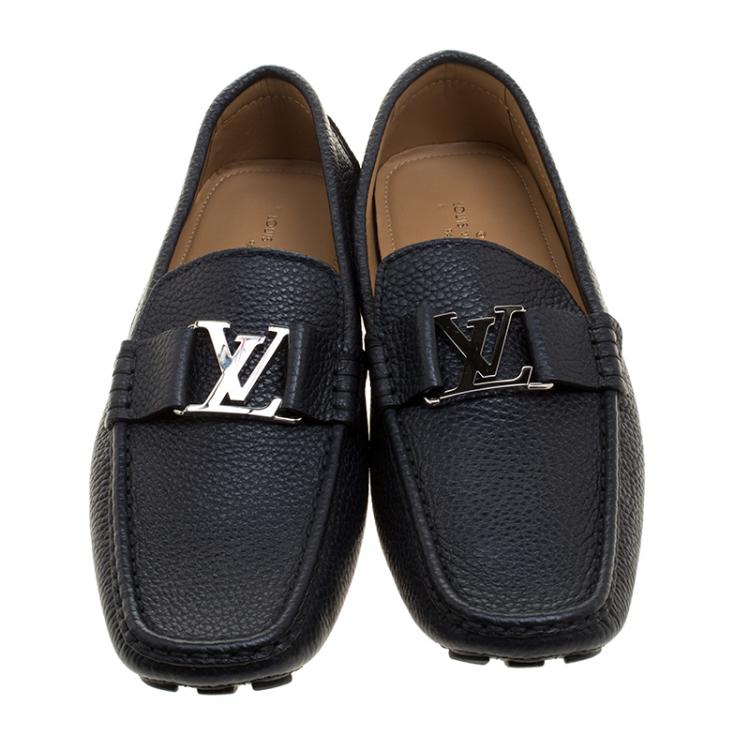Pre Owned Louis Vuitton Dark Blue Leather Monte Carlo Loafers Size 43