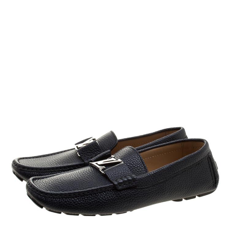 Pre Owned Louis Vuitton Dark Blue Leather Monte Carlo Loafers Size 43