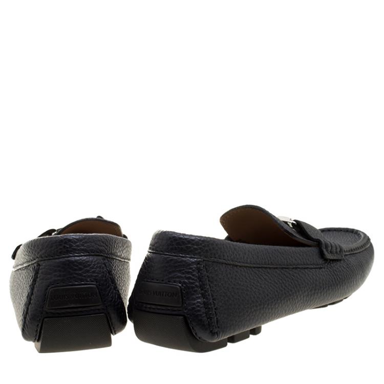Pre Owned Louis Vuitton Dark Blue Leather Monte Carlo Loafers Size 43
