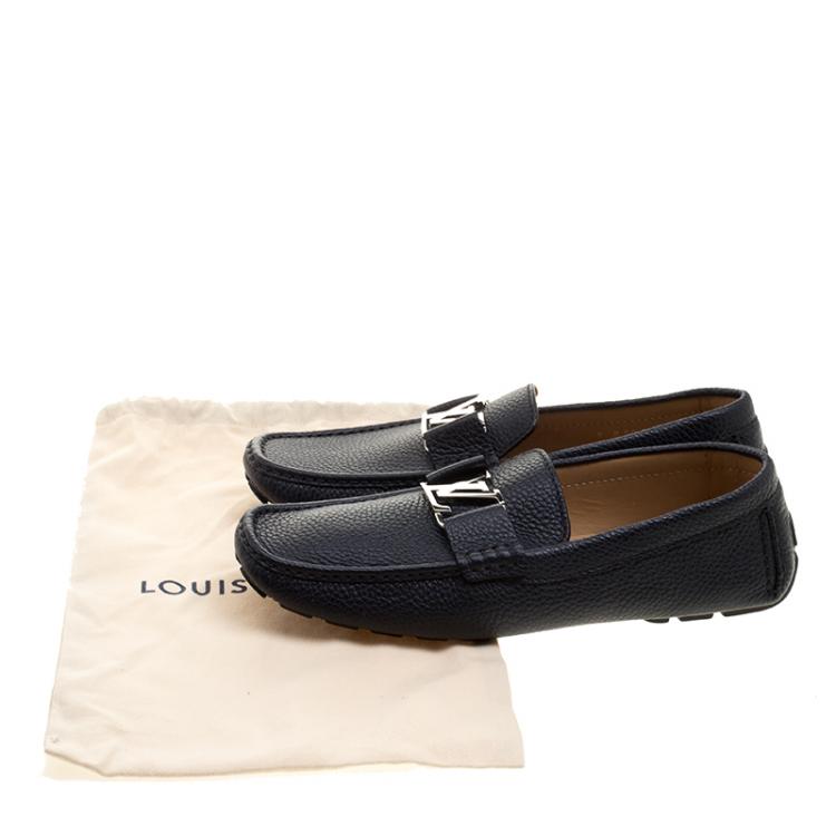 Pre Owned Louis Vuitton Dark Blue Leather Monte Carlo Loafers Size 43