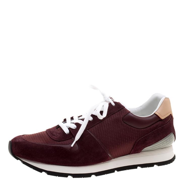 Louis Vuitton Bordeaux Mesh and Suede Abbesses Lace Up Sneakers