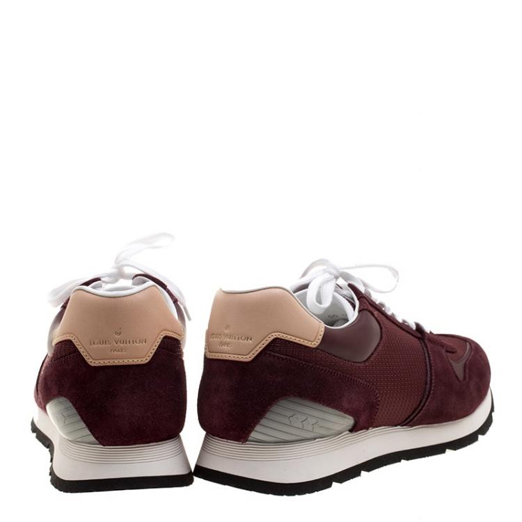 Pre Owned Louis Vuitton Bordeaux Mesh and Suede Abbesses Lace Up Sneakers Size 44