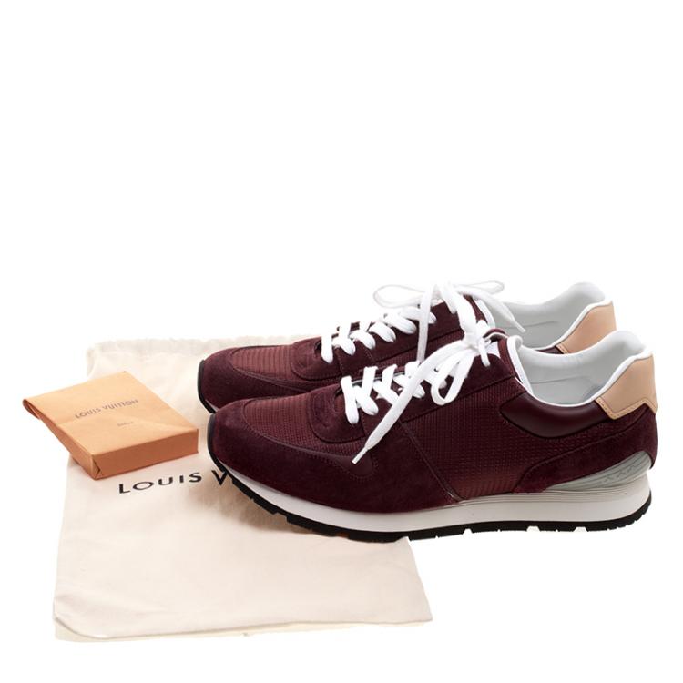 Pre Owned Louis Vuitton Bordeaux Mesh and Suede Abbesses Lace Up Sneakers Size 44