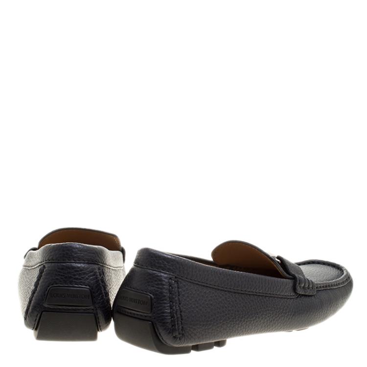 Pre Owned Louis Vuitton Navy Blue Leather Monte Carlo Loafers Size 41