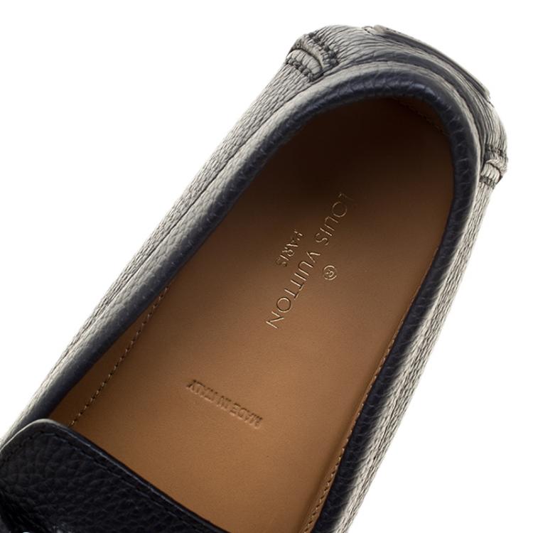 Pre Owned Louis Vuitton Navy Blue Leather Monte Carlo Loafers Size 41