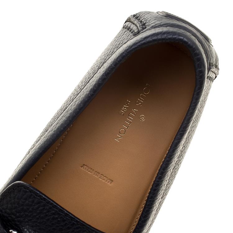 Pre Owned Louis Vuitton Navy Blue Leather Monte Carlo Loafers Size 42.5