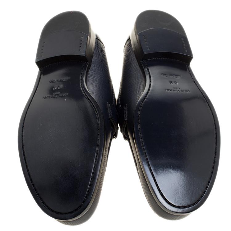 Pre Owned Louis Vuitton Navy Blue Epi Leather Major Loafers Size 42
